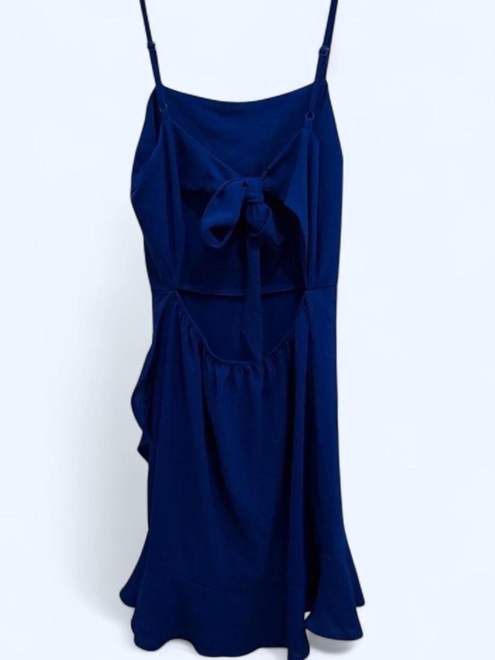 Monteau Royal Blue Spaghetti Strap Dress with Tie Back & Ruffle Hem